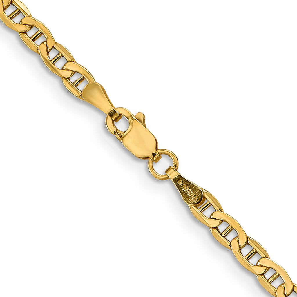 14K yellow gold anchor chain with clasp.