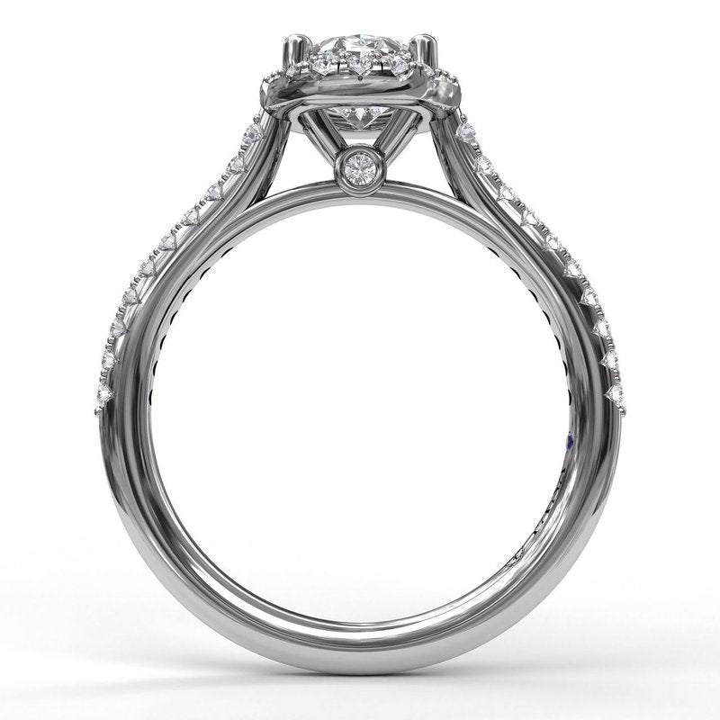 14K white gold diamond semi-mount ring.