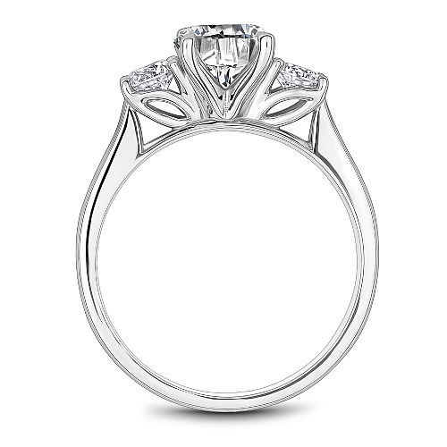 Three-stone diamond ring in white gold.