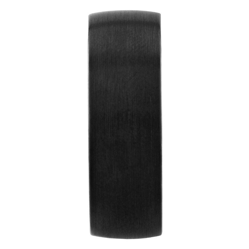 Black tungsten carbide band, no gemstone visible.