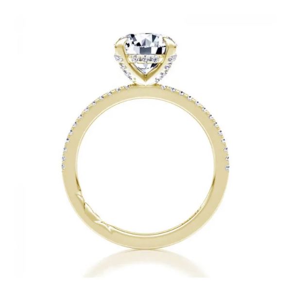 Two-tone diamond semi-mount engagement ring.