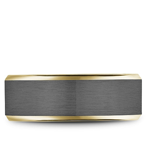Tantalum yellow-grey carved band, polished edges.