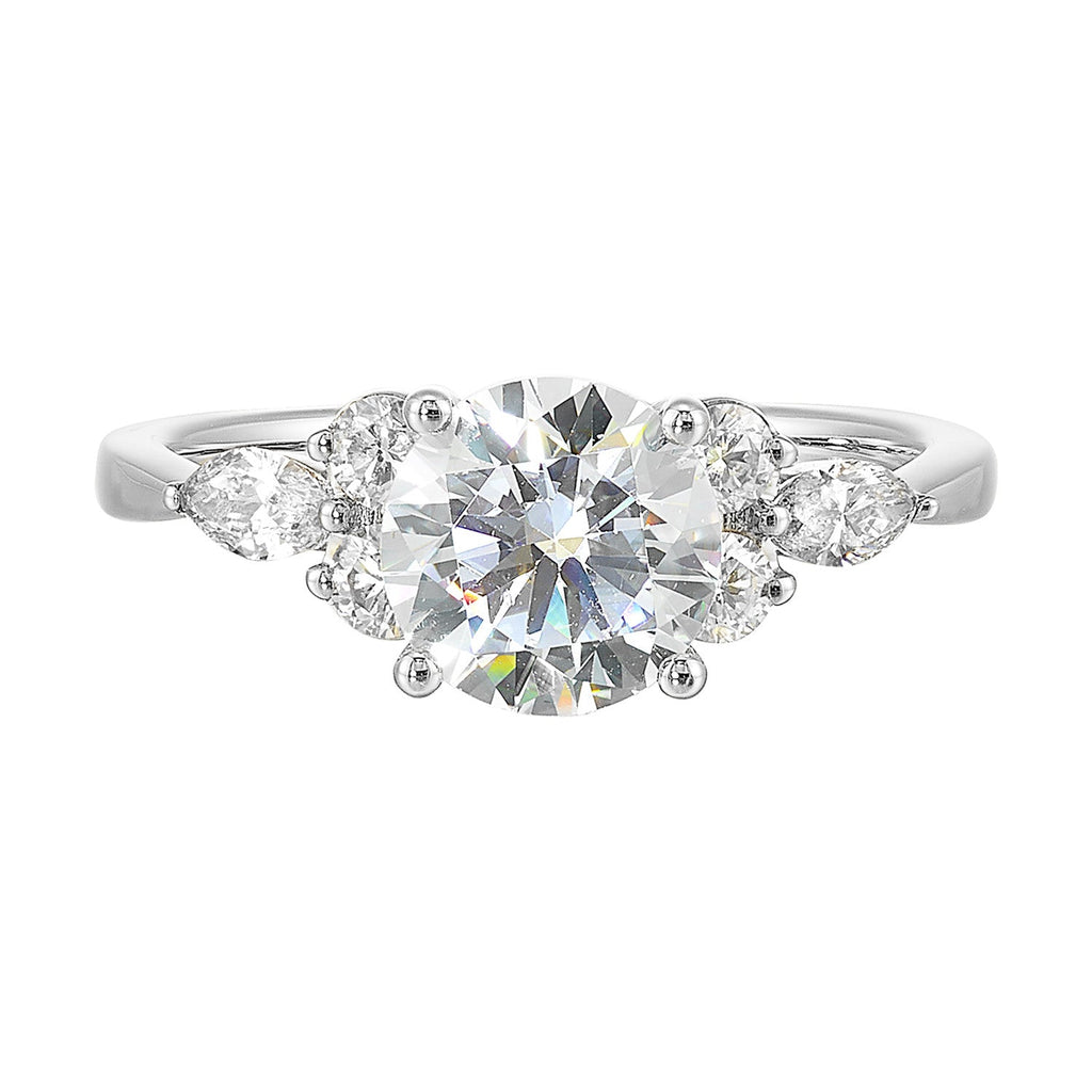 Yellow gold ring with various shaped diamonds.