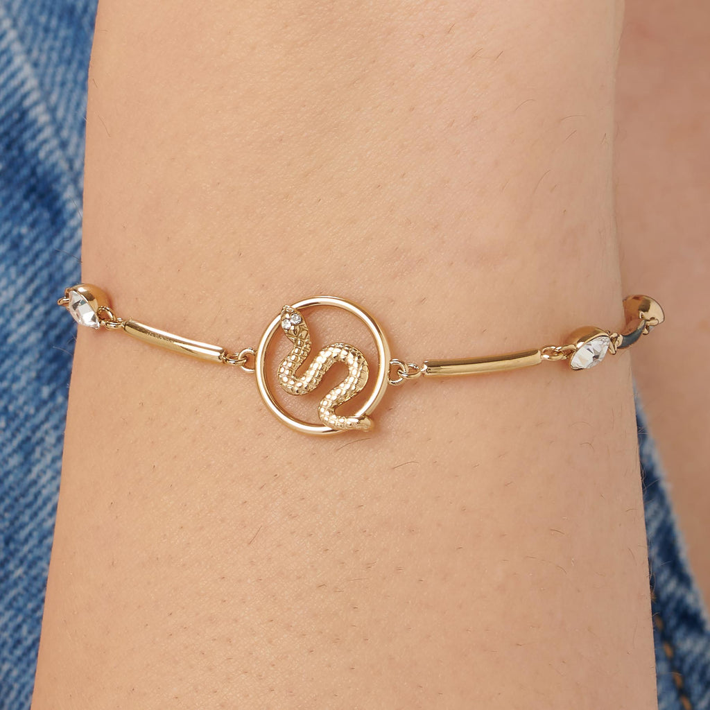 Gold-plated bracelet with snake design.