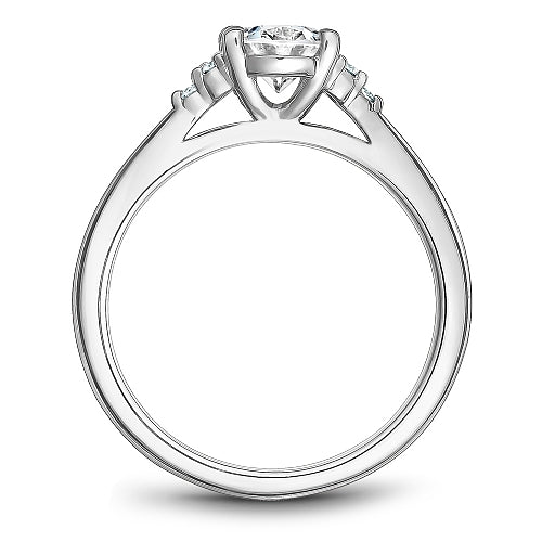 14K white gold ring with side diamonds.