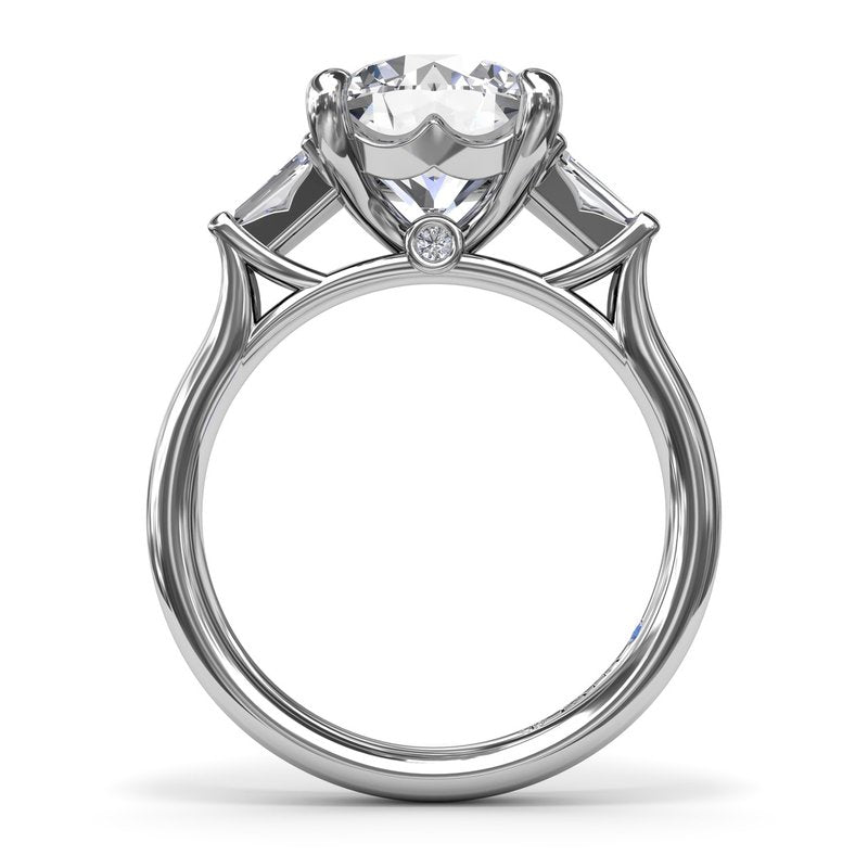 14K white gold ring with baguette diamonds.