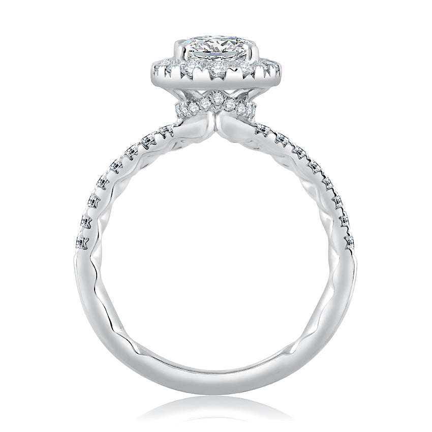 Halo diamond ring with hidden accents.