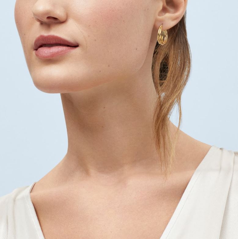 14K yellow gold large hoop earrings.