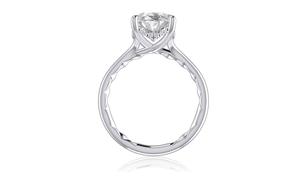 14K white gold ring with hidden diamonds.