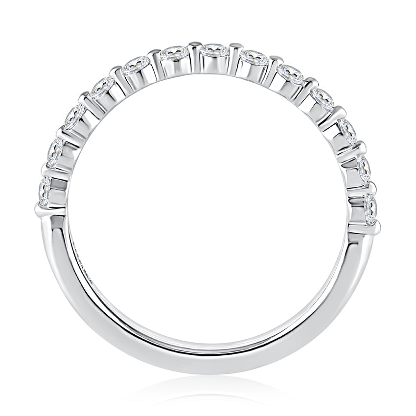 14K white gold diamond wedding band.