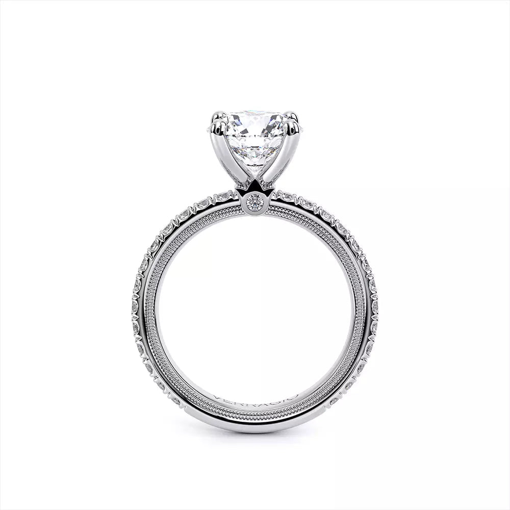 14K white gold ring with round diamonds.