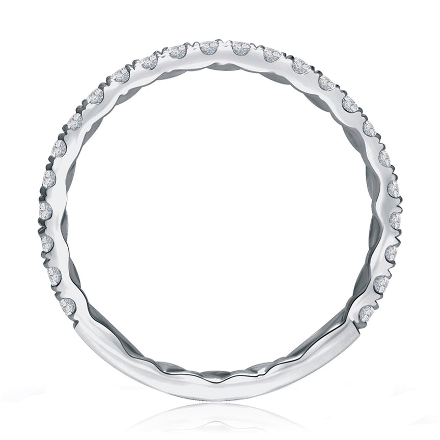 Stackable diamond band in white gold.