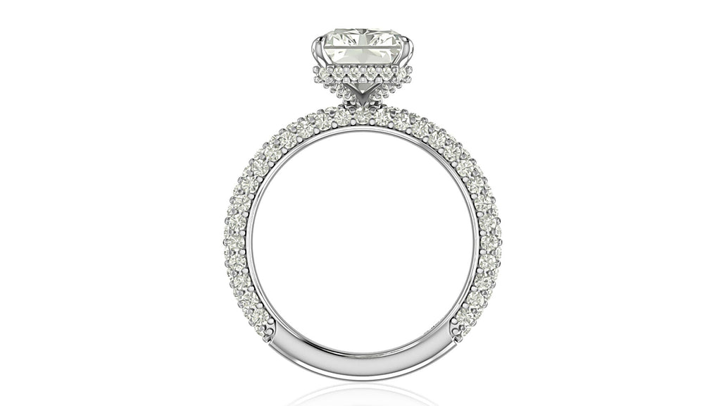 14K white gold diamond semi-mount ring.