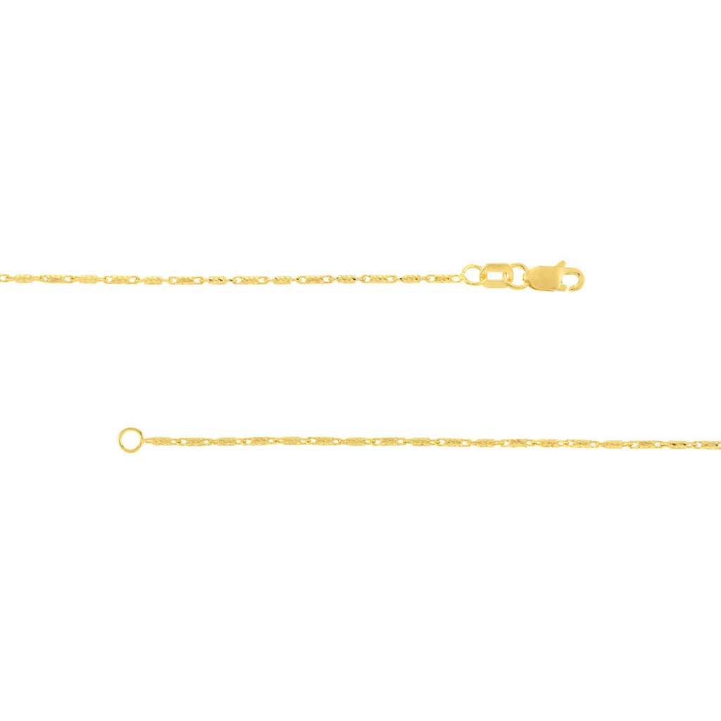 14K yellow gold chain, lobster clasp.