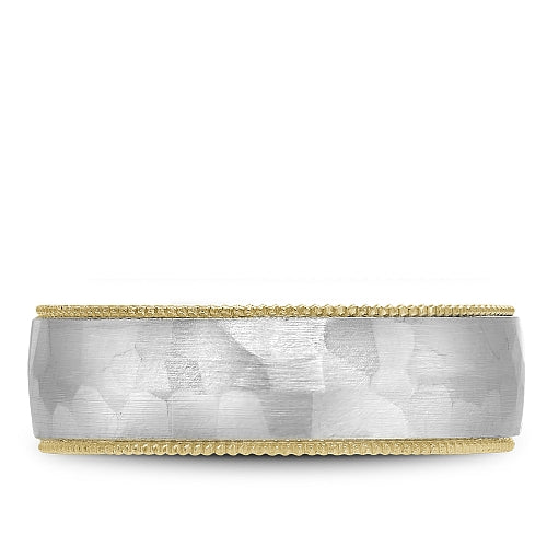 Two-tone gold band, satin and wire-brushed finish.