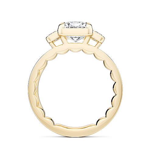 14K yellow gold ring with emerald diamonds.