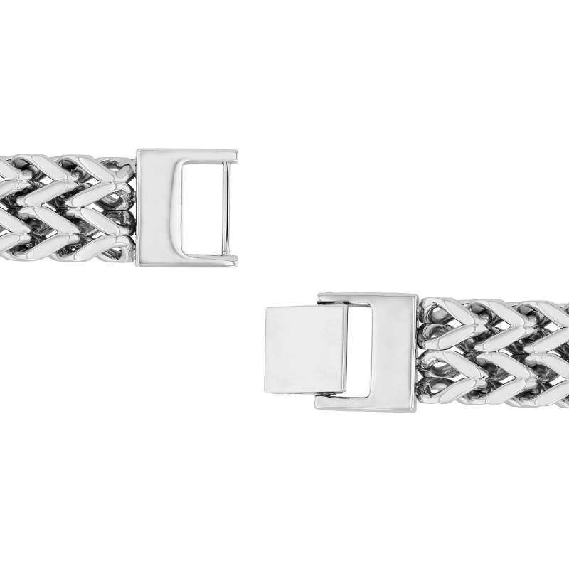 Stainless steel bracelet with intricate fancy links.