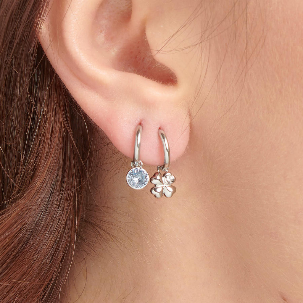 Simulated diamond dangle earrings, stainless steel.
