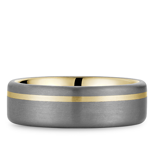 Tantalum band, yellow stripe, satin matte finish.