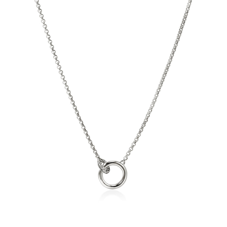 Sterling silver circle diamond necklace.