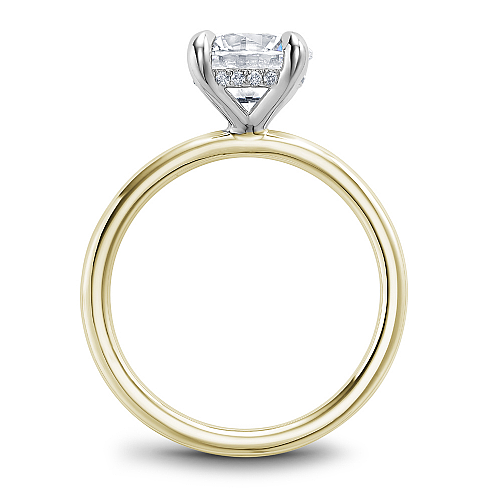 14K gold solitaire ring with diamond accents.