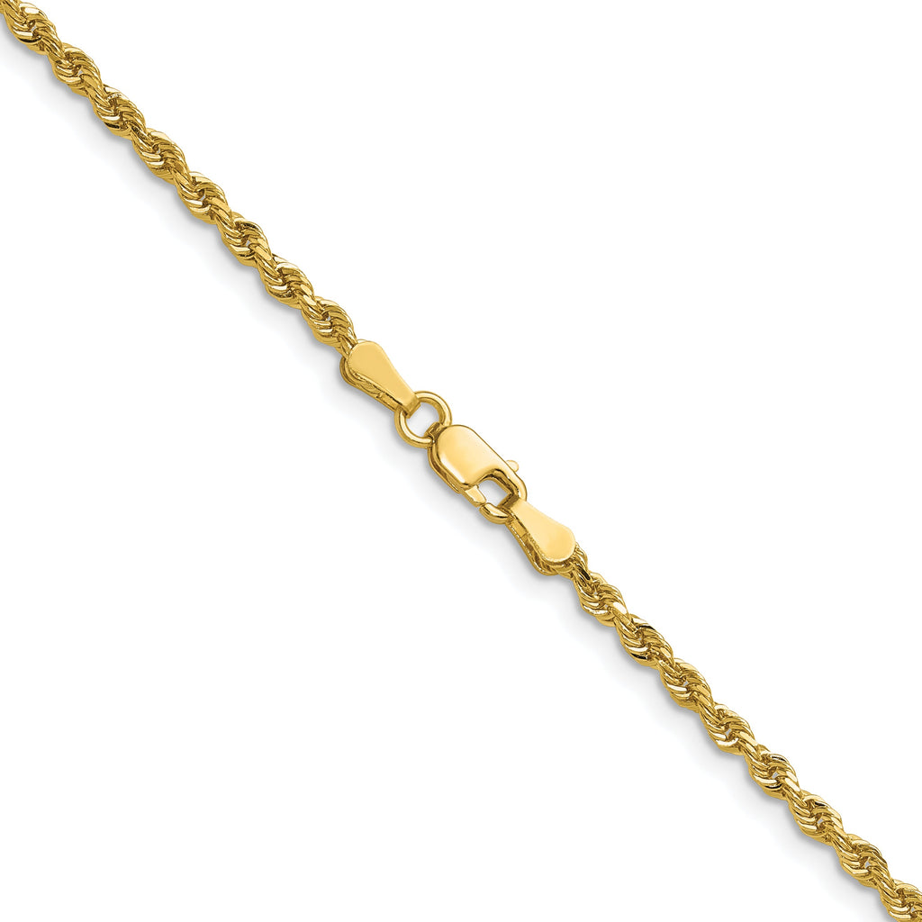 Diamond cut rope chain, 14K yellow gold.