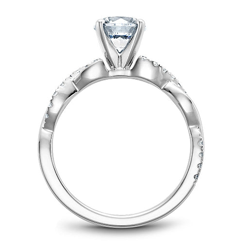 14K white gold diamond semi-mount ring.