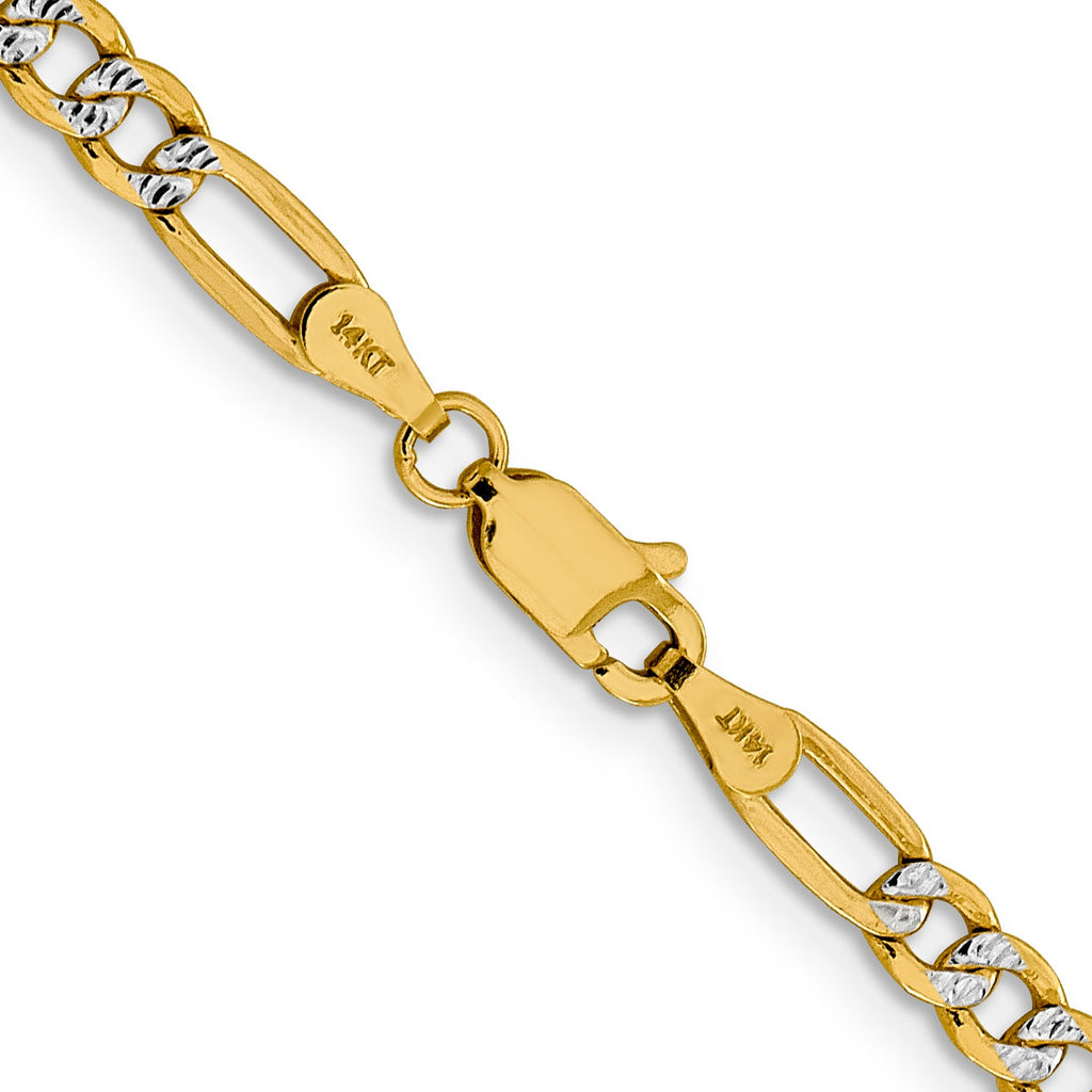 14K gold Figaro chain, white-yellow, lobster clasp.
