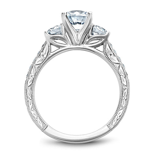 14K white gold ring with diamond accents.