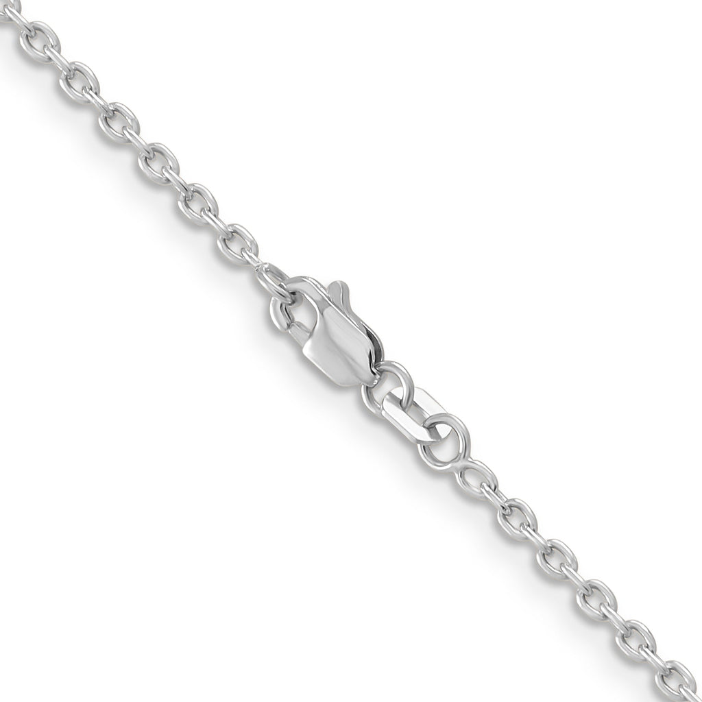 14K white gold cable link chain.