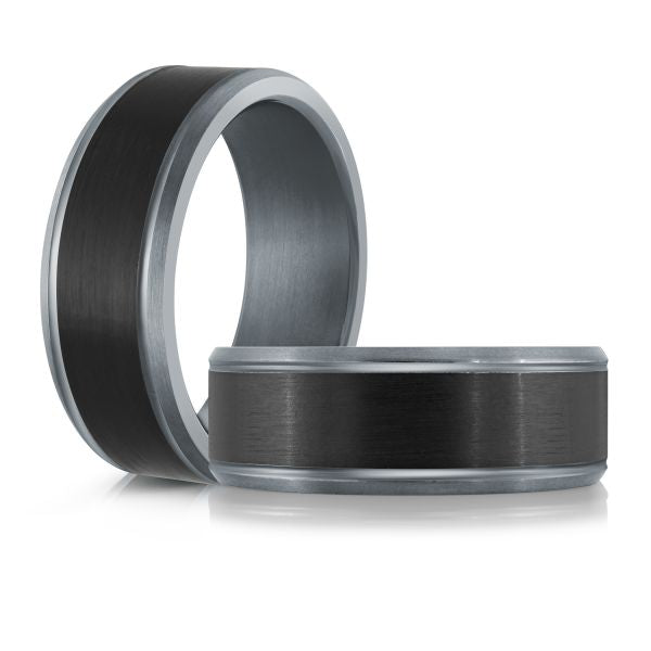 Tantalum carbon fiber black-grey men's band.