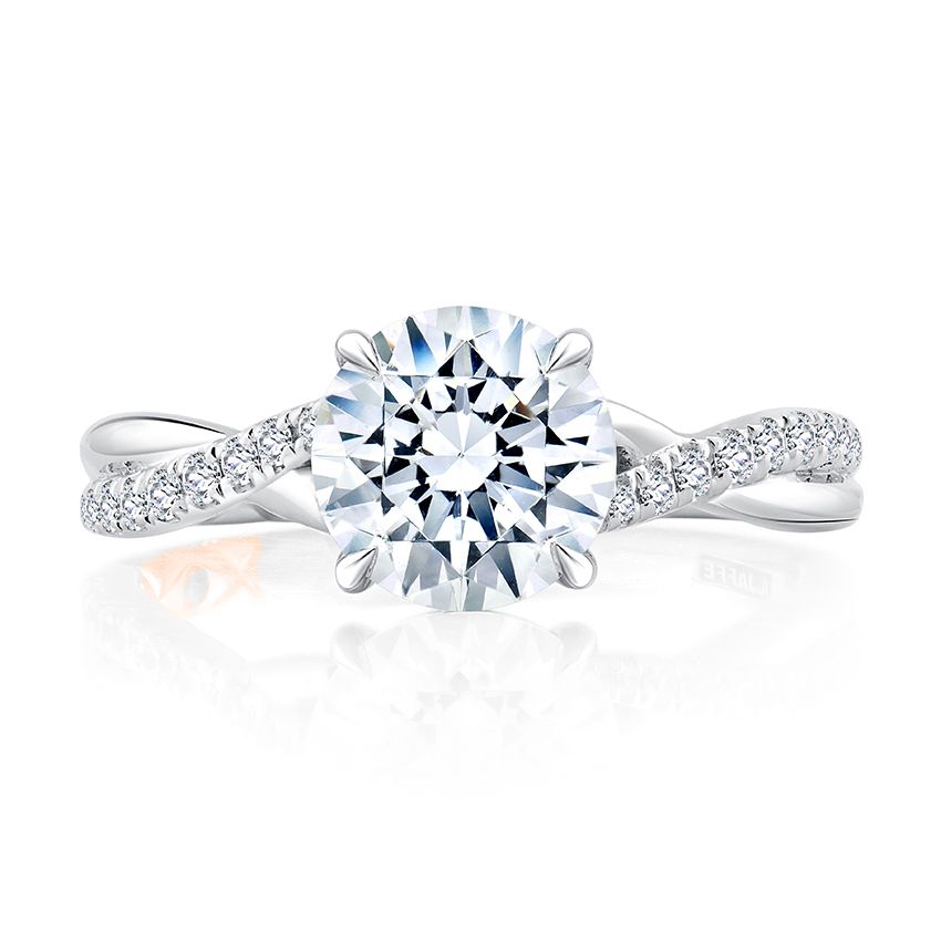 14K white gold ring with round diamonds.