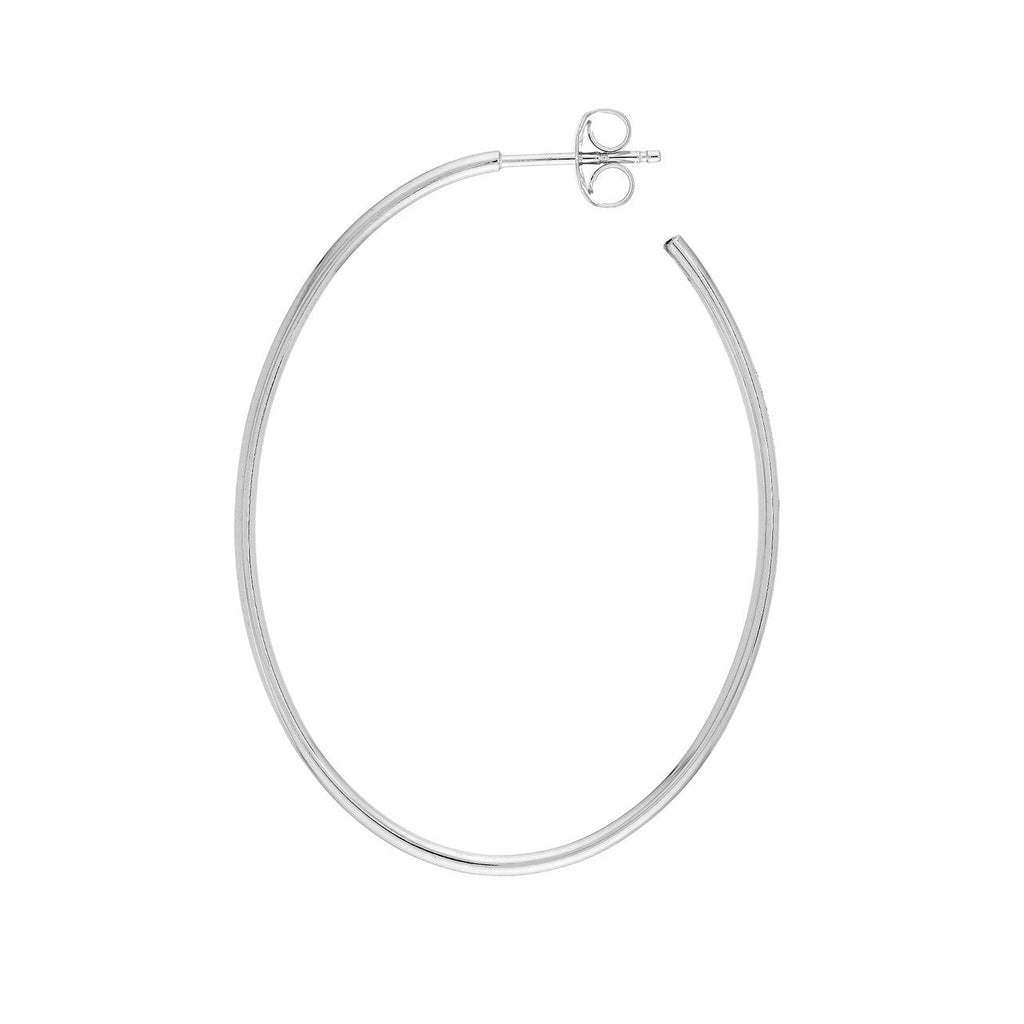 14K white gold polished hoop earring.