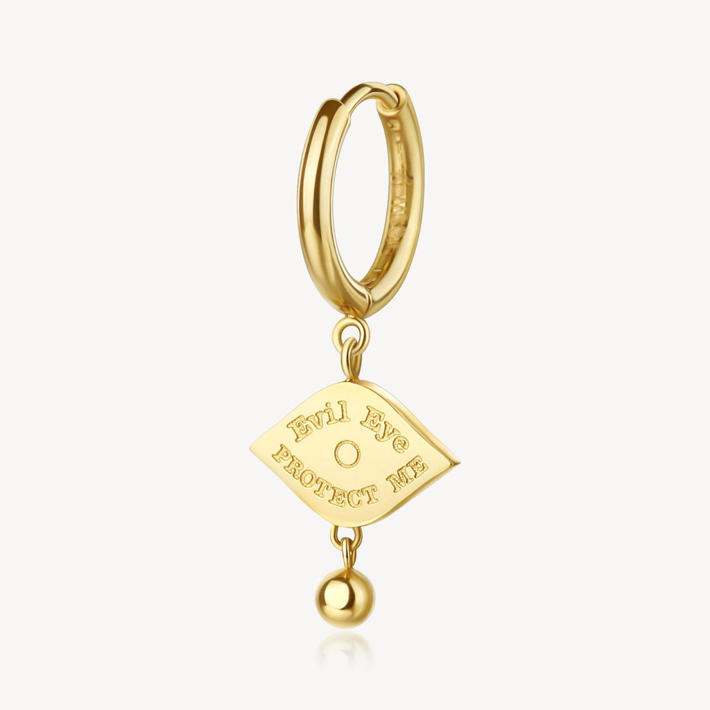 Gold-plated dangle earrings with engraved charm.