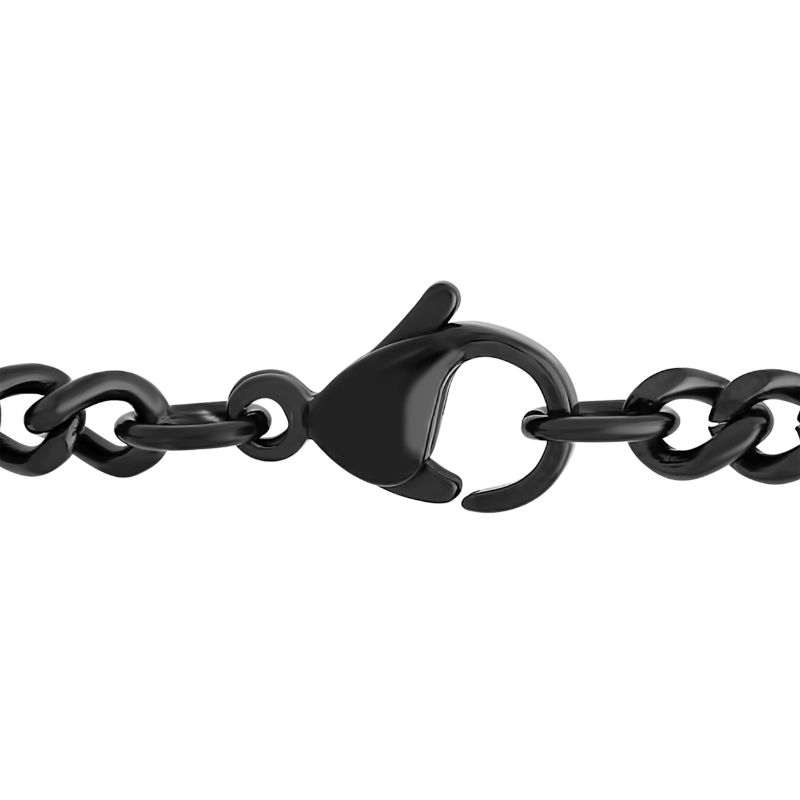 Black stainless steel chain with lobster clasp.