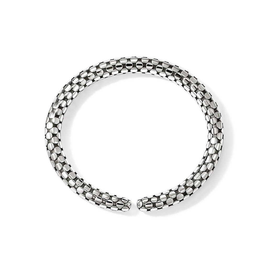 Sterling silver textured cuff bracelet.