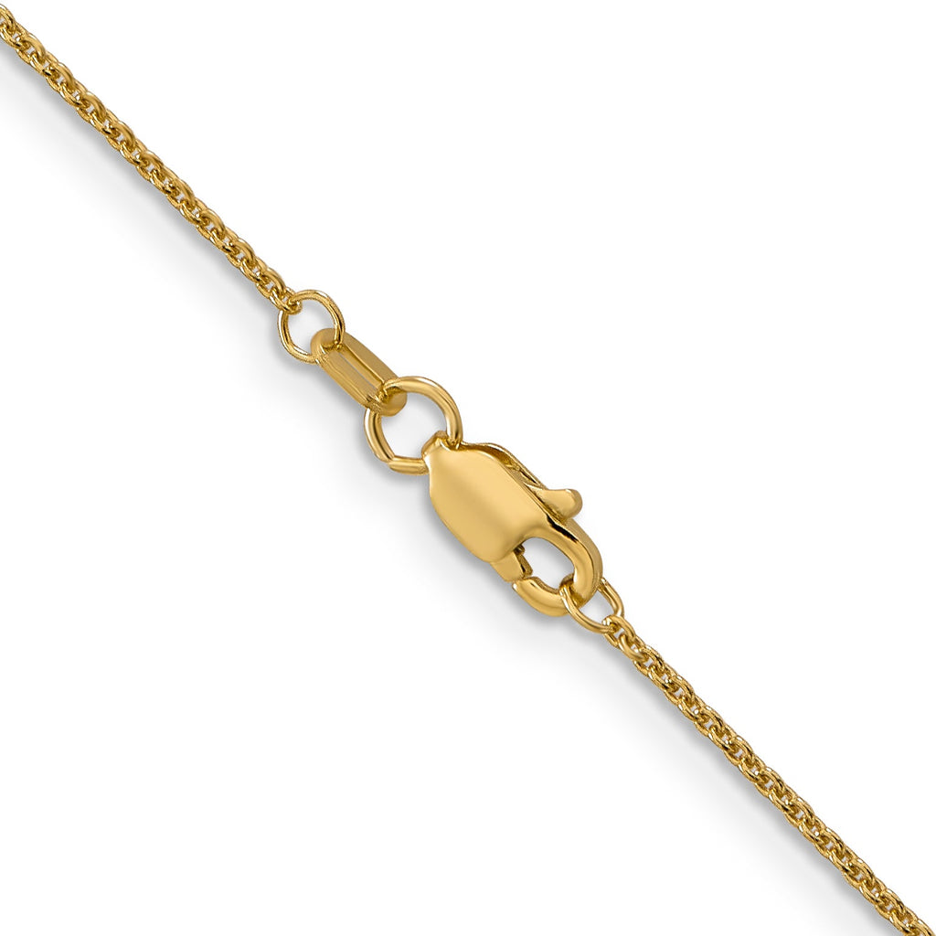 14K yellow gold cable link chain clasp.