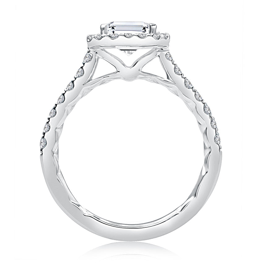 White gold ring with diamond accents.