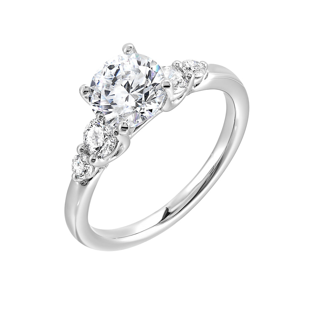 14K white gold ring with round diamonds.