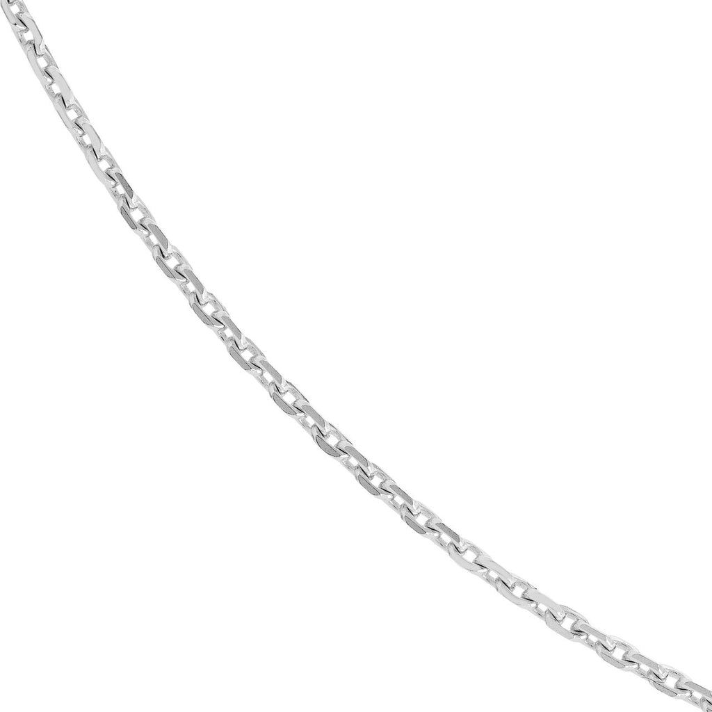 Sterling silver diamond-cut cable chain.
