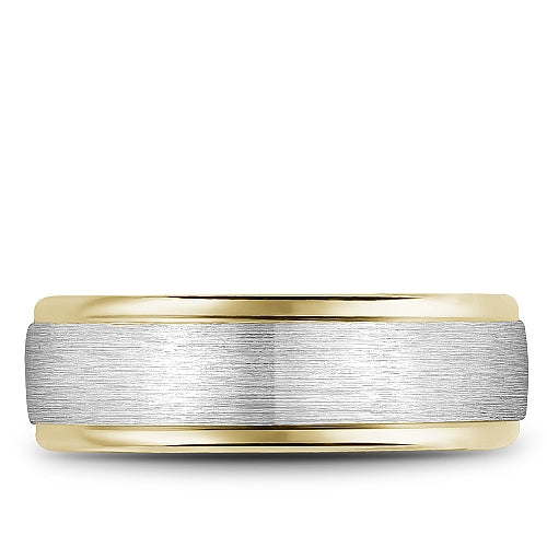 14K white-yellow carved band, 6MM width.