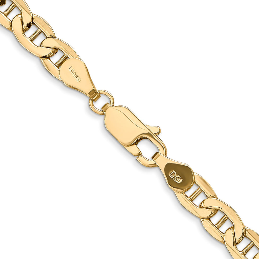 14K yellow gold anchor chain with clasp.