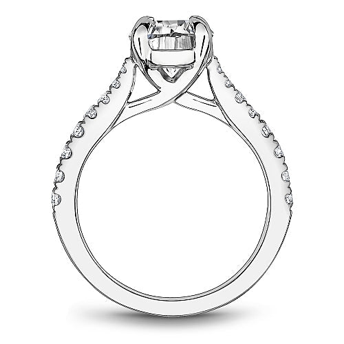 Platinum ring with round side diamonds.