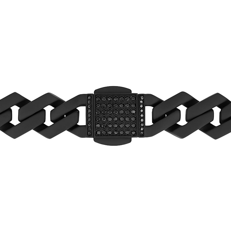 Black stainless steel necklace with black diamonds.
