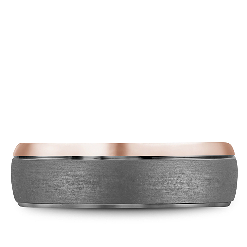 Tantalum ring with grey rose carved design.