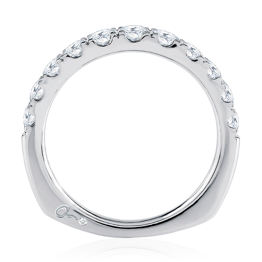 Ladies Simulated Diamond Band in 14 Karat White