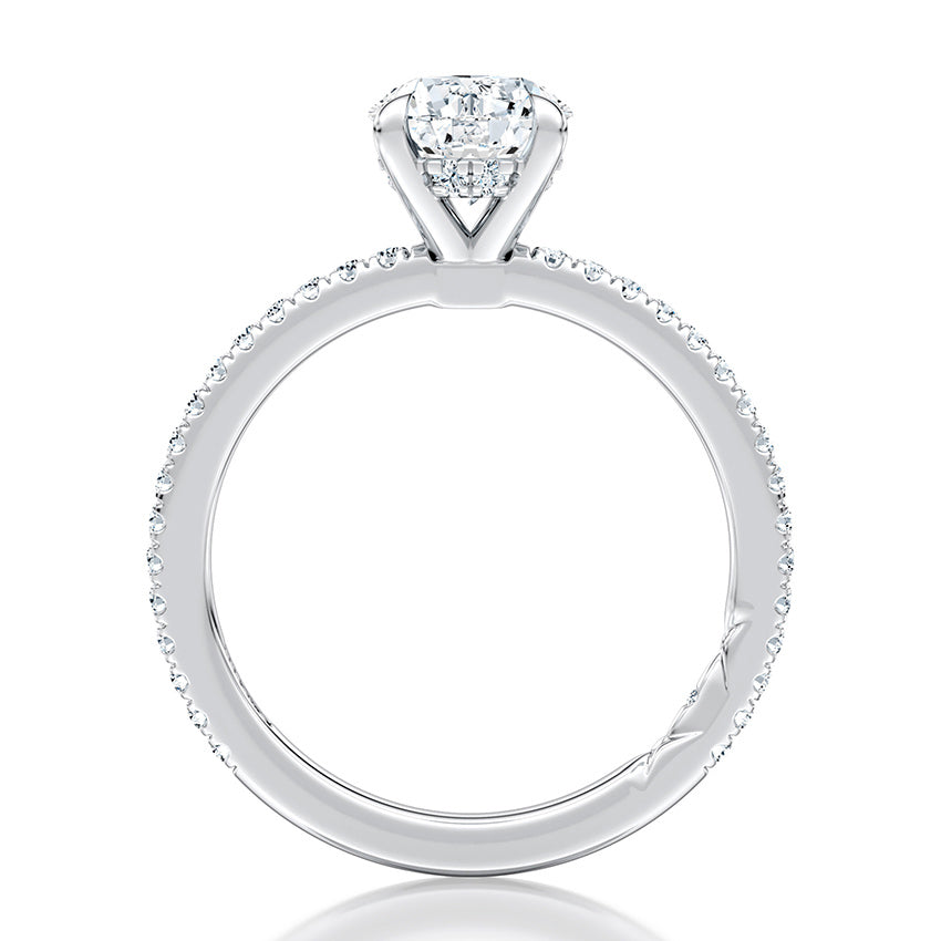 14K white gold ring with round diamonds.
