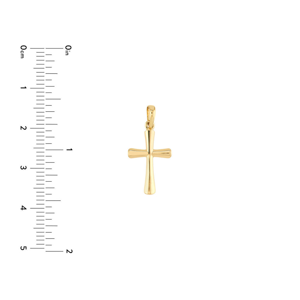 14K yellow gold minimalist cross pendant.