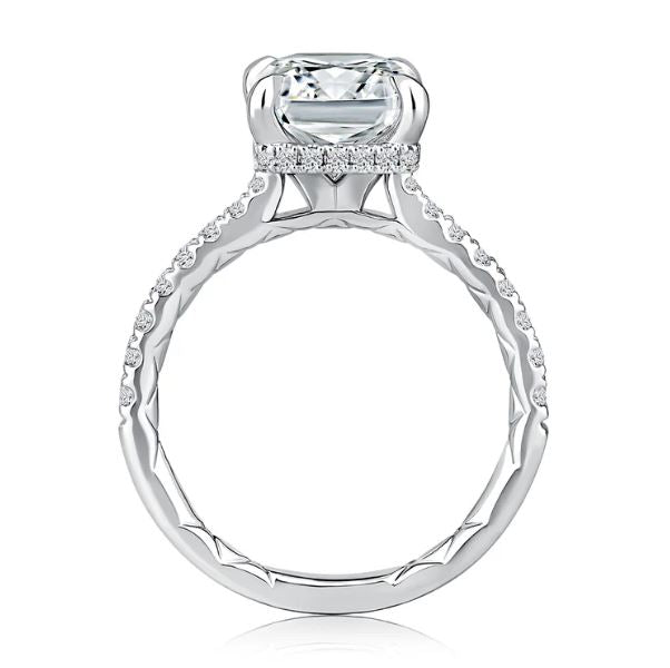 14K white gold ring with side diamonds.