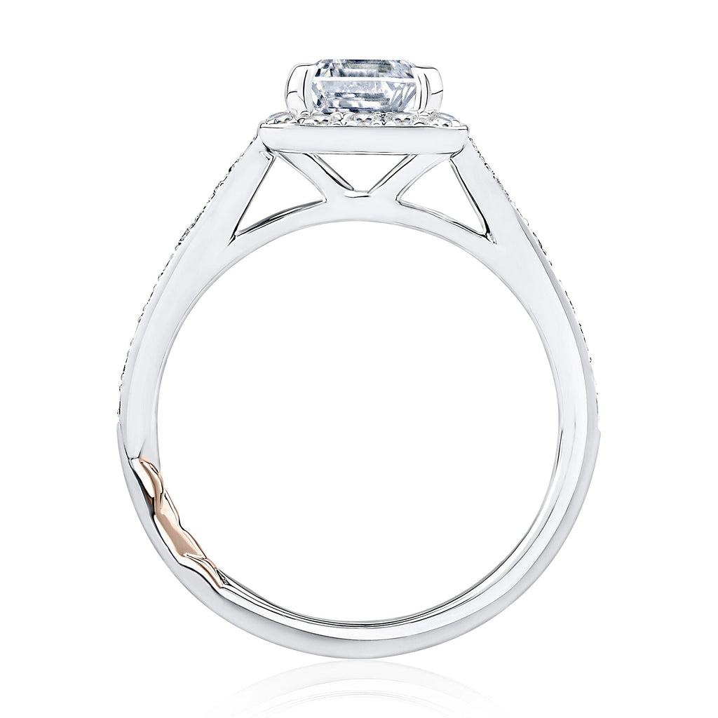 White gold ring with rose gold accent.